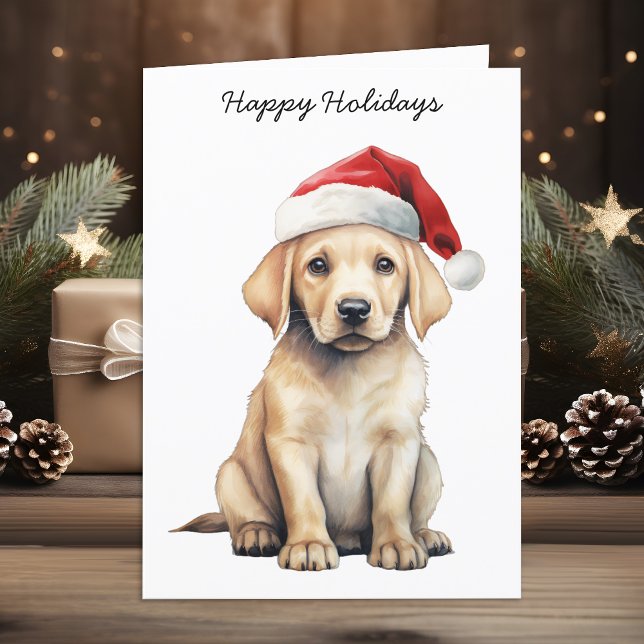 Cartes Pour Fêtes Annuelles Jaune Labrador Personnalisé Amoureux des chiens No (Créateur téléchargé)