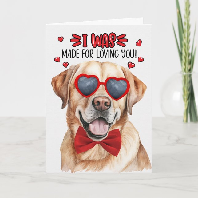 Cartes Pour Fêtes Annuelles Jaune Labrador Retriever Chien Log Valentine (Devant)
