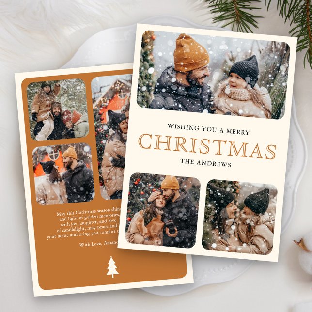 Cartes Pour Fêtes Annuelles Jaune moderne minimal 6 Photo Collage Noël (Créateur téléchargé)
