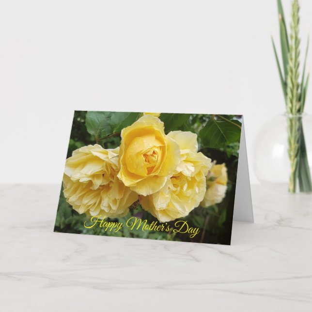 Cartes Pour Fêtes Annuelles Jaune Roses Fête des mères (Devant)