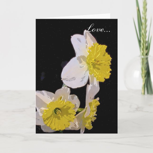 Cartes Pour Fêtes Annuelles Jaune sur l'eau blanche Daffodique couleur (Devant)