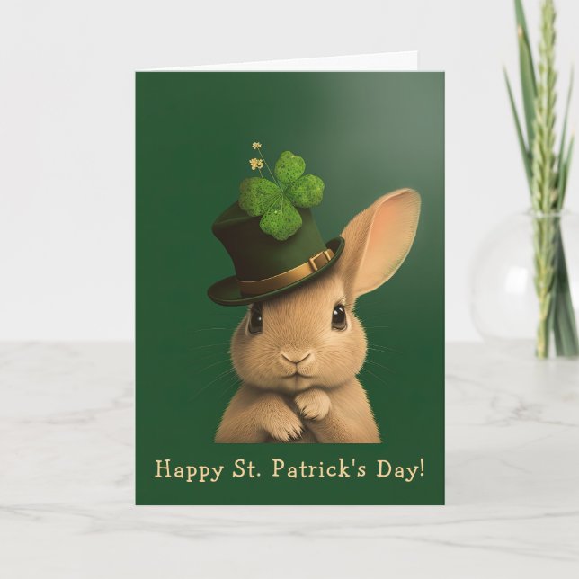 Cartes Pour Fêtes Annuelles Jaunty Bunny Prêt pour la Saint Patrick's Day (Devant)