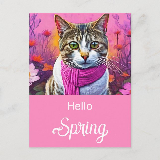 Cartes Pour Fêtes Annuelles Jazzy Kitty au début du printemps (Devant)