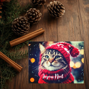 Cartes Pour Fêtes Annuelles Jazzy Kitty en chandail rouge - Noel