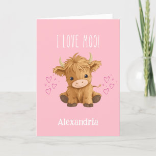 Cartes Pour Fêtes Annuelles Je adore la Saint-Valentin de la vache Highland Mo