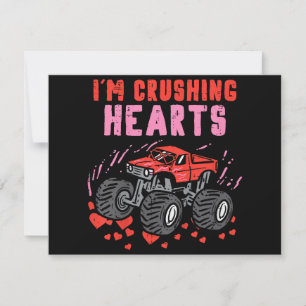 Cartes Pour Fêtes Annuelles Je Casse les Cœurs Monster Truck Tout-Petits Garço