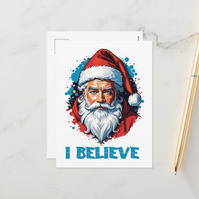 Cartes Pour Fêtes Annuelles Je crois en le style Graffiti du Père Noël (Devant/Arrière en situation)
