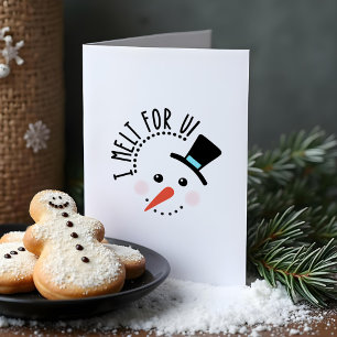 Cartes Pour Fêtes Annuelles Je fond pour toi   Frosty Jolly Snow Man Christmas