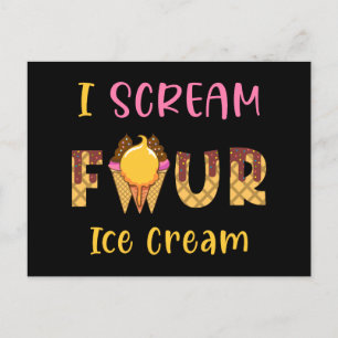 Cartes Pour Fêtes Annuelles Je hurle Quatre Crème de glace Enfants Garçon Fill