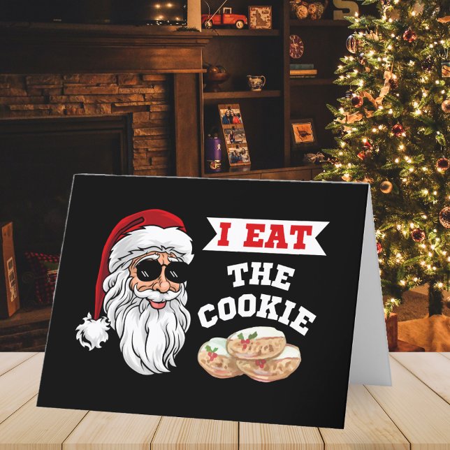 Cartes Pour Fêtes Annuelles Je Mange Le Cookie Drôle Dirty Plaisanterie Père N (I Eat The Cookie Funny Dirty Joke Santa Christmas Holiday Card
)