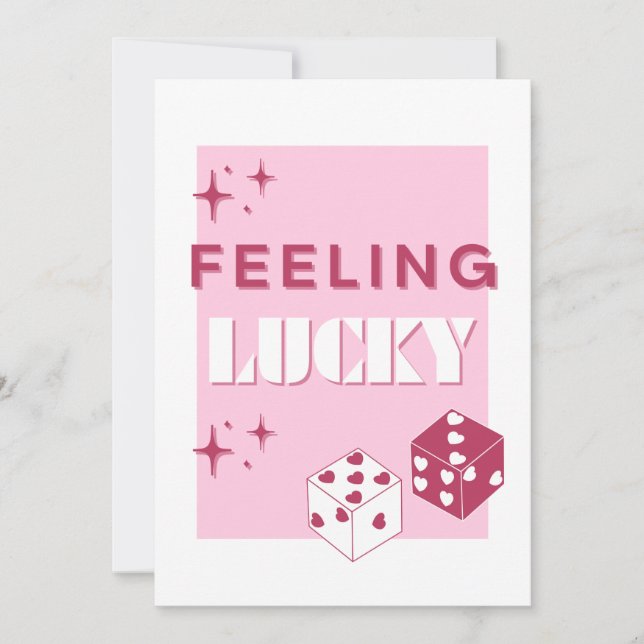 Cartes Pour Fêtes Annuelles Je Me Sens Lucky, Lucky Girl, Luckiest Girl, Rose (Devant)