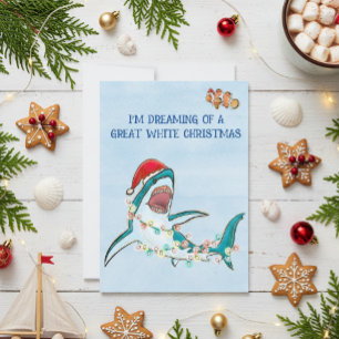 Cartes Pour Fêtes Annuelles Je rêve d'un grand requin blanc de Noël