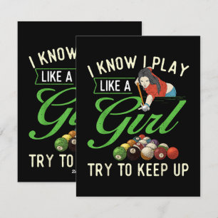 Cartes Pour Fêtes Annuelles Je sais que je joue comme une fille - Billard fémi