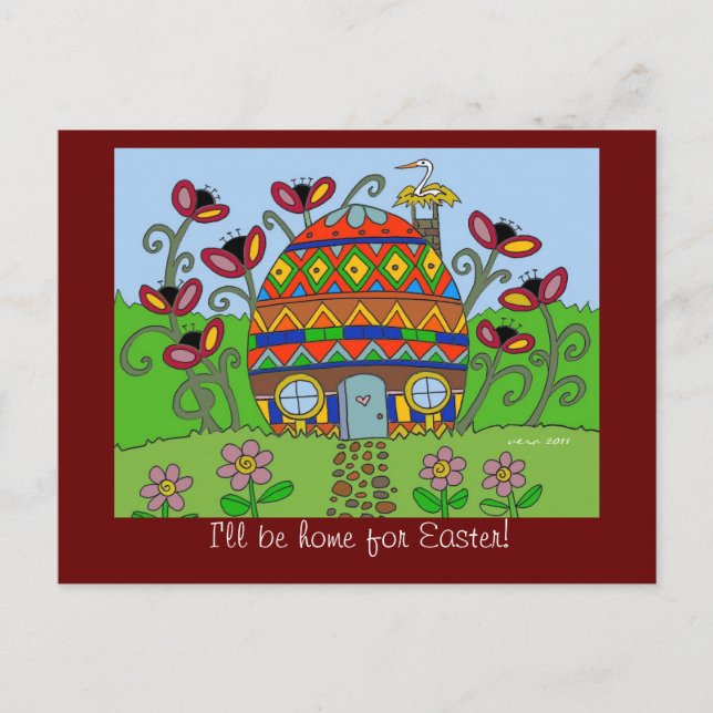 Cartes Pour Fêtes Annuelles Je serai à la maison pour Pâques ! (Devant)