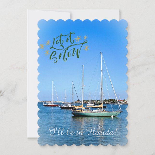 Cartes Pour Fêtes Annuelles Je serai dans la Floride ensoleillée ! Bateaux (Devant)