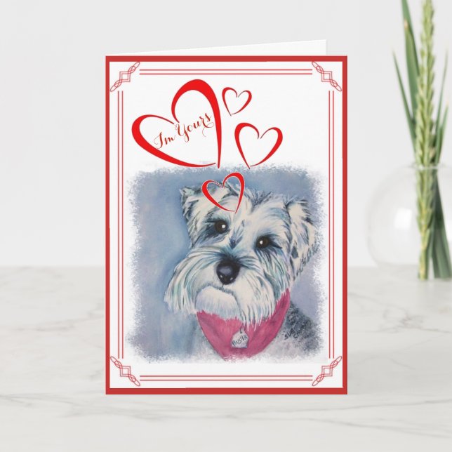 Cartes Pour Fêtes Annuelles Je suis À VOUS LE SCHNAUZER DOUX ARGENTÉ de (Devant)