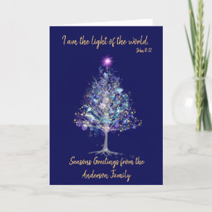 Cartes Pour Fêtes Annuelles Je suis la lumière du monde arbre élégant avec éto