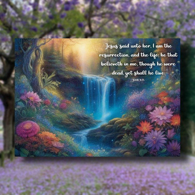 Cartes Pour Fêtes Annuelles Je Suis La Résurrection Et La Vie Forêt Pacifique (Créateur téléchargé)