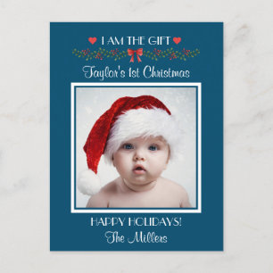 Cartes Pour Fêtes Annuelles Je suis le cadeau premier Noël Photo bébé Noël