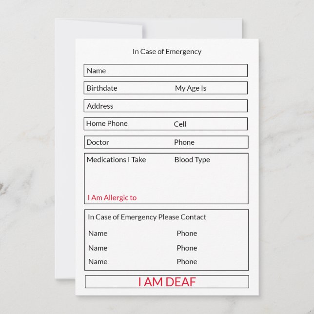 Cartes Pour Fêtes Annuelles Je suis sourd en coque d'urgence pour les enfants  (Devant)