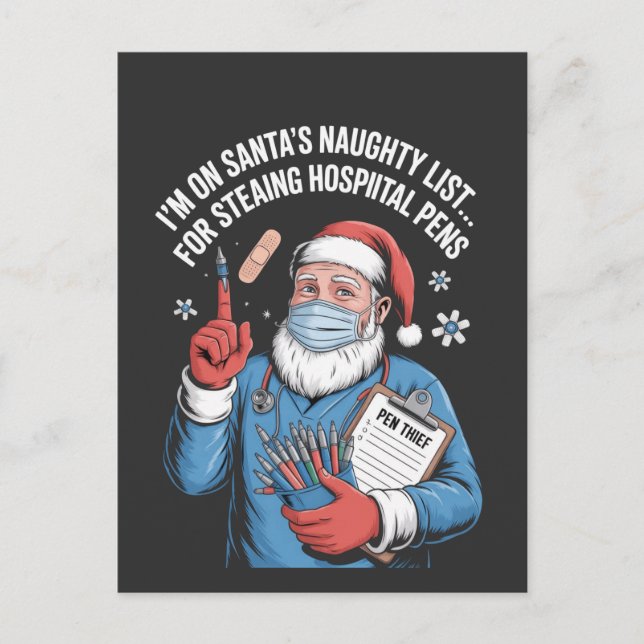 Cartes Pour Fêtes Annuelles Je suis sur la liste coquine de Père Noël pour avo (Devant)