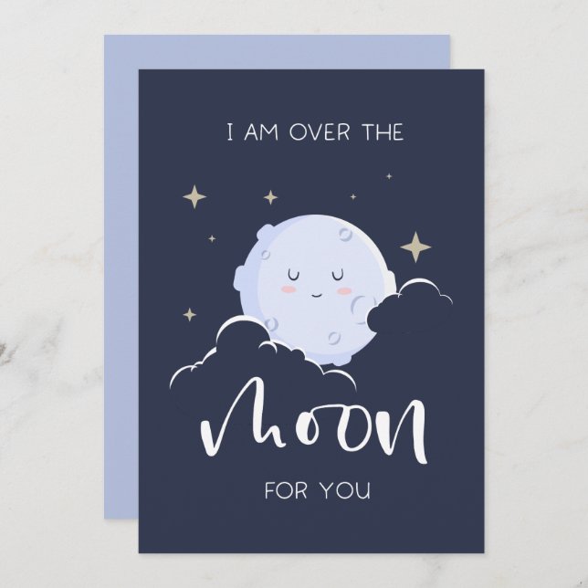 Cartes Pour Fêtes Annuelles Je Suis Sur La Lune Pour Vous Valentine (Devant / Derrière)