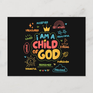 Cartes Pour Fêtes Annuelles Je suis un enfant de Dieu Christian Retro Jésus Fo