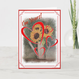 CARTES POUR FÊTES ANNUELLES JE SUIS VOS VALENTINE SUNFLOWERS