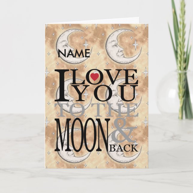 Cartes Pour Fêtes Annuelles Je t'aime à la lune et le retour personnalisé (Devant)