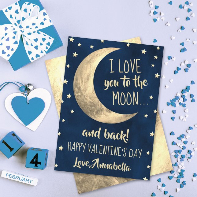 Cartes Pour Fêtes Annuelles Je t'aime à la lune et retour Saint Valentin (Créateur téléchargé)