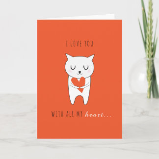 Cartes Pour Fêtes Annuelles Je T'Aime Avec Tout Mon Coeur Cute Chat Valentines