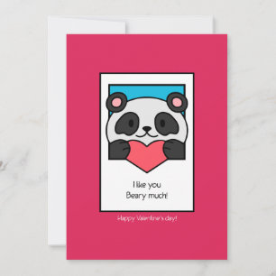 Cartes Pour Fêtes Annuelles Je T'Aime Beary Beaucoup – Panda Mignon pour la Sa