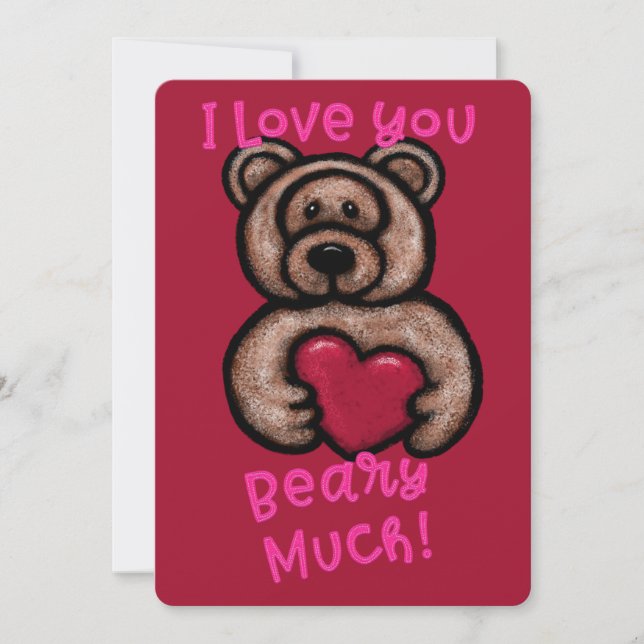 Cartes Pour Fêtes Annuelles Je T'Aime Béatir Beaucoup Teddy Ours Valentine (Devant)