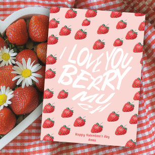 Cartes Pour Fêtes Annuelles Je t'aime beaucoup Baie Rouge Fraise Saint Valenti