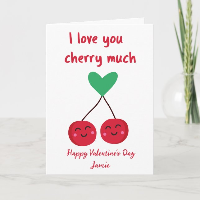 Cartes Pour Fêtes Annuelles Je t'aime beaucoup Cherry Joyeuse Saint-Valentin (Devant)
