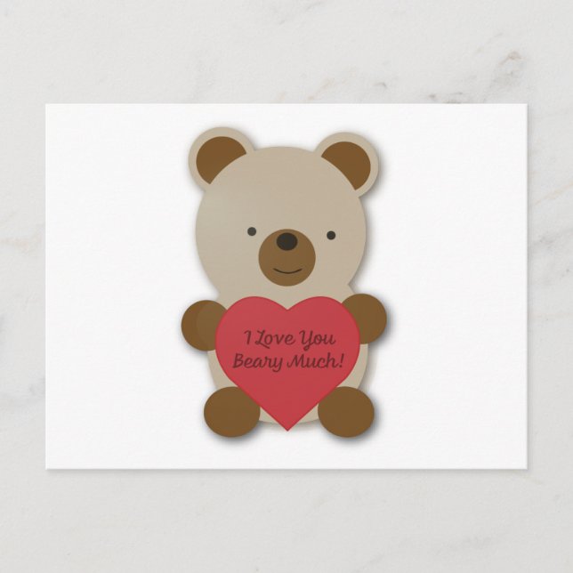Cartes Pour Fêtes Annuelles Je t'aime beaucoup ours en peluche mignon (Devant)