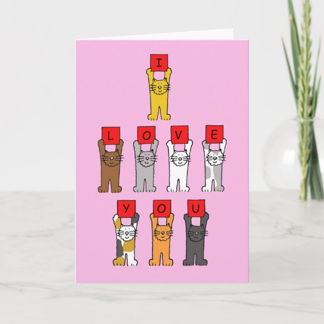 Cartes Pour Fêtes Annuelles Je T'Aime Chats Mignons (Devant)