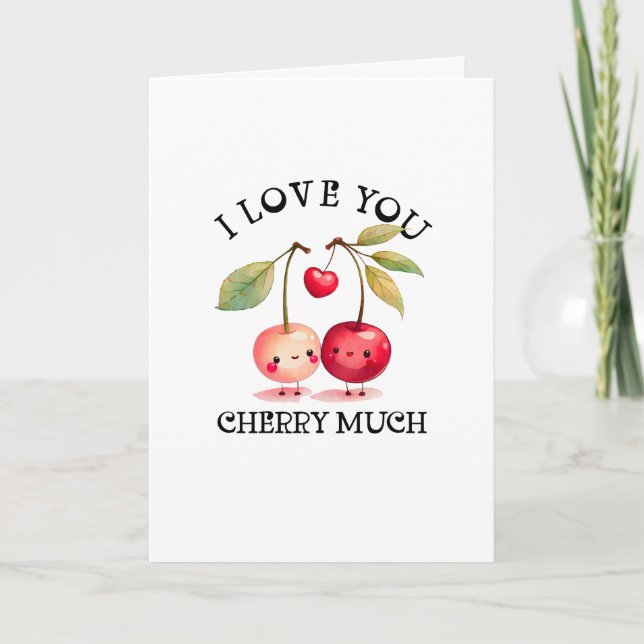 Cartes Pour Fêtes Annuelles Je T'Aime Cherry Beaucoup de Valentines Jour (Devant)