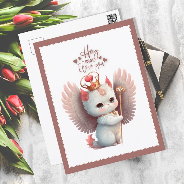 Cartes Pour Fêtes Annuelles Je t'aime Chibi Angel Kitty Chat Valentine (Créateur téléchargé)