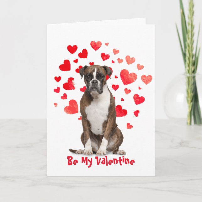 Cartes Pour Fêtes Annuelles Je t'aime chien Boxer Saint-Valentin (Devant)