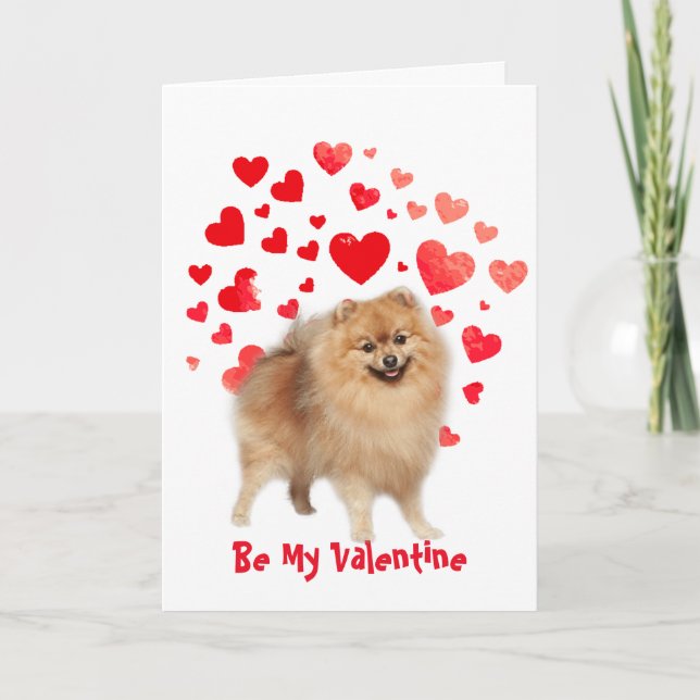 Cartes Pour Fêtes Annuelles Je t'aime Chien Poméranien Valentine (Devant)