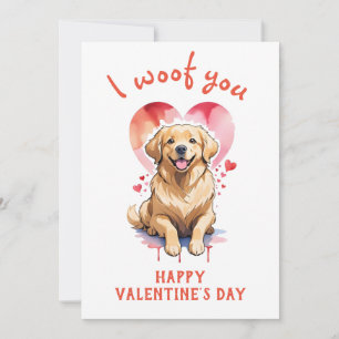 Cartes Pour Fêtes Annuelles Je t'aime chien retriever doré de la Saint-Valenti