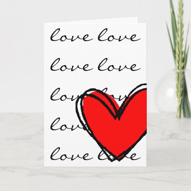 Cartes Pour Fêtes Annuelles Je t'aime Coeur Rouge (Devant)