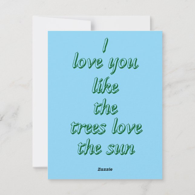 Cartes Pour Fêtes Annuelles Je t'aime comme les arbres aiment le soleil (Dos)