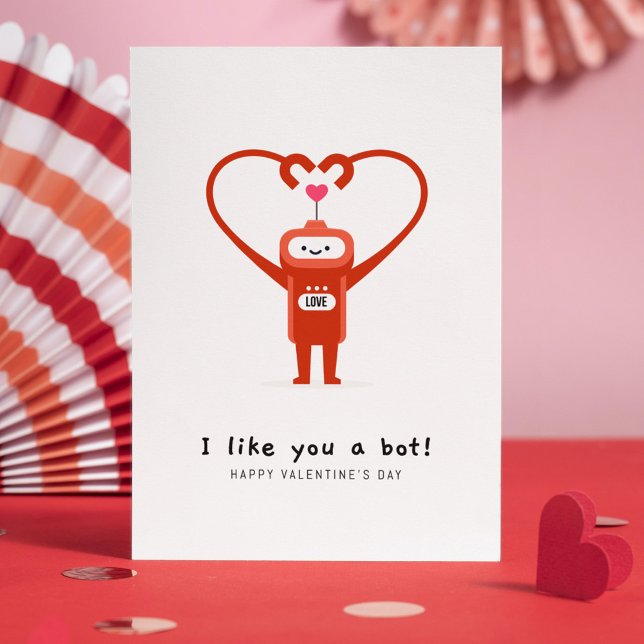 Cartes Pour Fêtes Annuelles Je T'Aime Comme Un Heureuse Sainte-Valentin Bot (Créateur téléchargé)