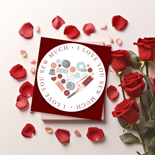 Cartes Pour Fêtes Annuelles Je T'Aime De Coudre Beaucoup Thème (Créateur téléchargé)