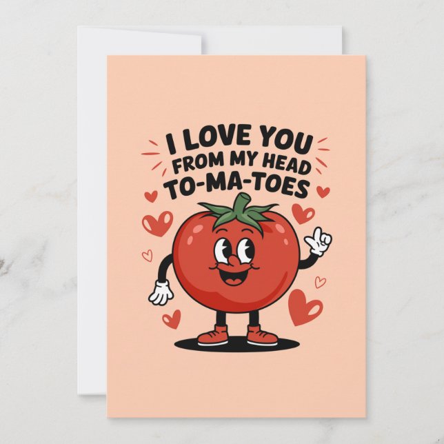 Cartes Pour Fêtes Annuelles Je t'aime de la tête Tomates Tomate mignonne (Devant)