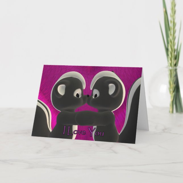 Cartes Pour Fêtes Annuelles Je t'aime, embrasser des skunks mignons, Saint Val (Devant)