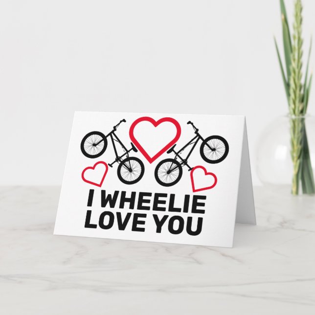 Cartes Pour Fêtes Annuelles Je t'aime en wheelie (Devant)