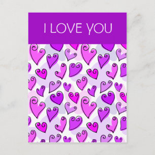 Cartes Pour Fêtes Annuelles Je T'Aime Fille Coeur Violet Romantique Valentines